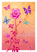 Fleurs vibrantes et papillons pour un anniversaire